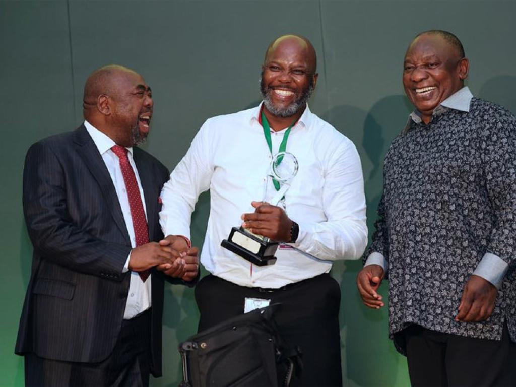 Minister Thulas Nxesi, UCT's Khaya Jack and President Cyril Ramaphosa